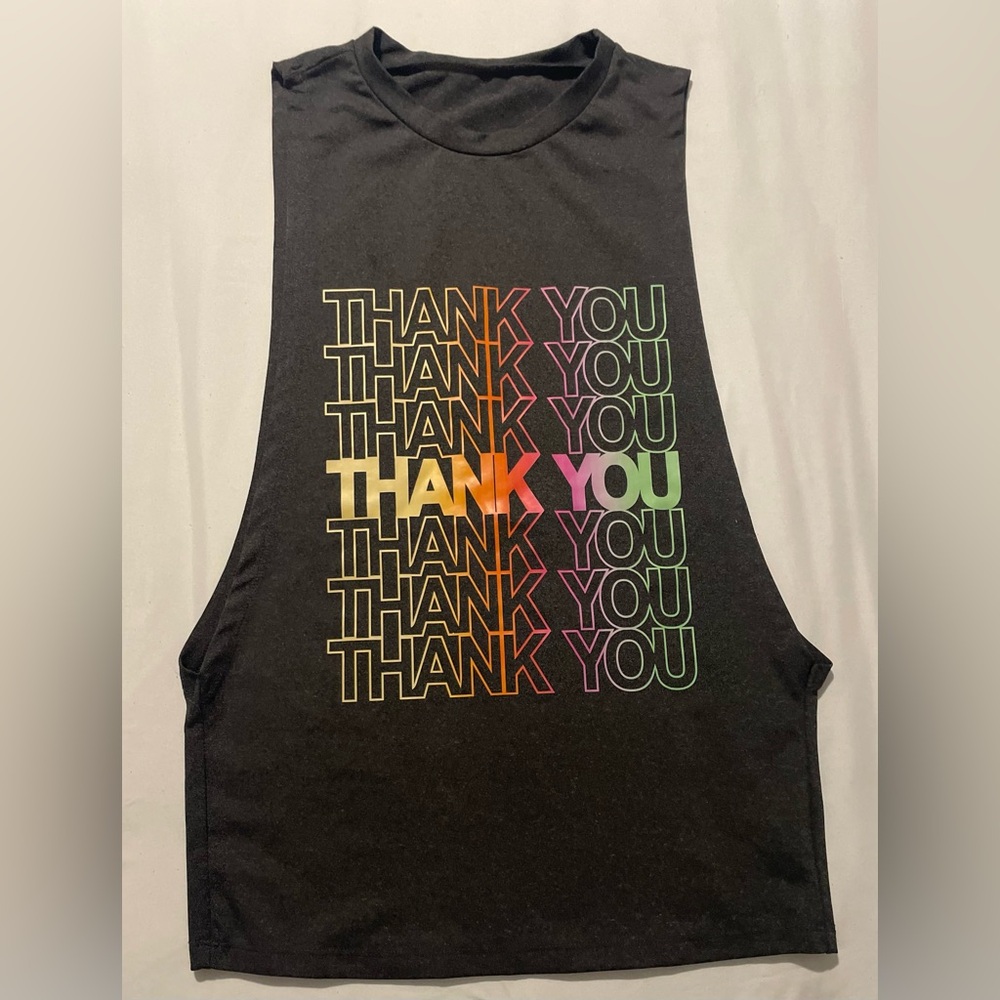 SHEIN Black Thank You Graphic Tank Top
